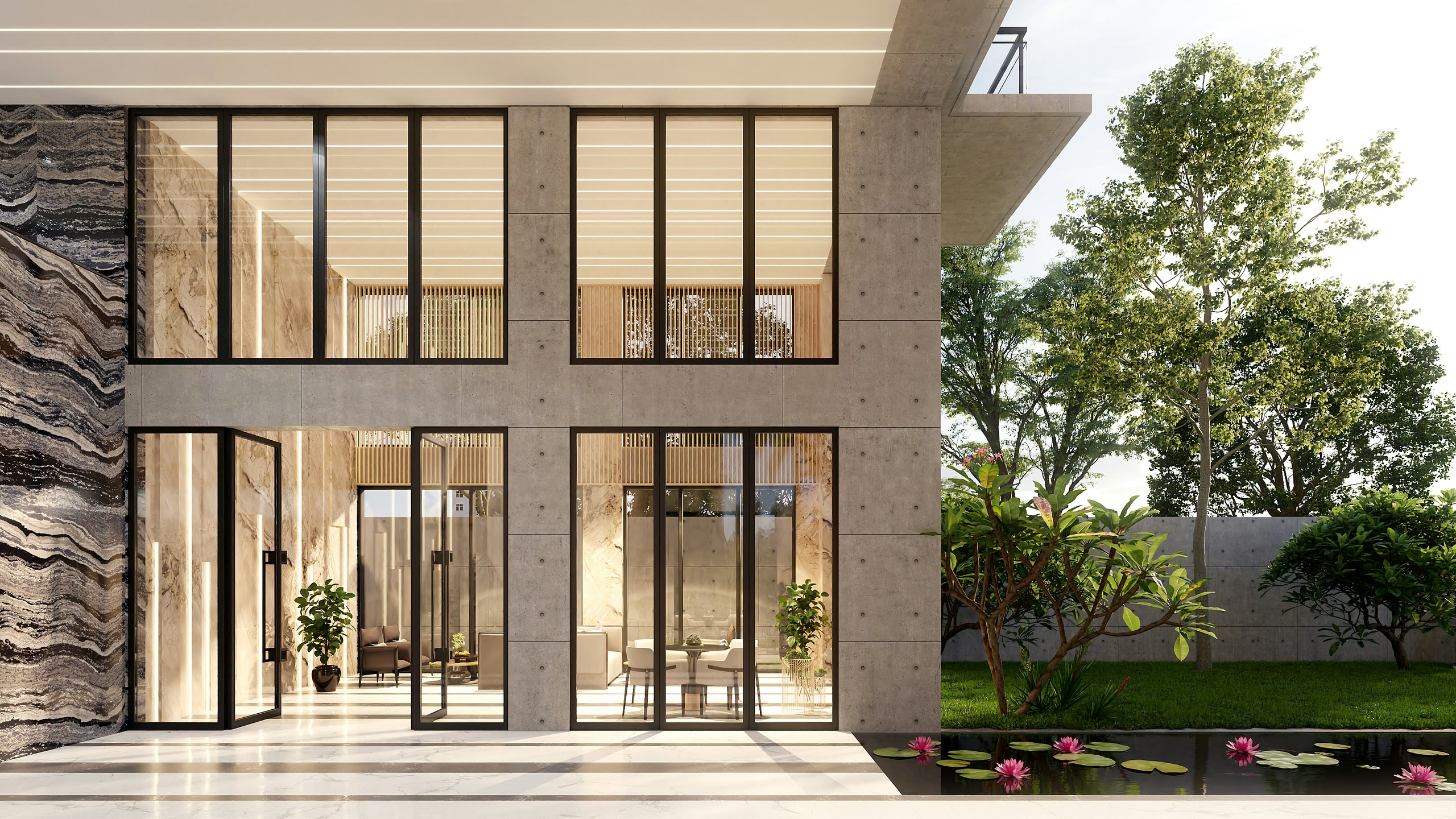 Außenansicht einer modernen Luxusresidenz